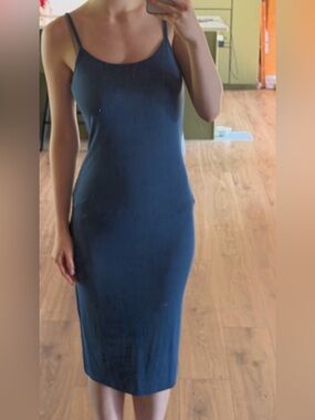 Sleek  Blue Tank Maxi Dress - Sleeveless Bodycon